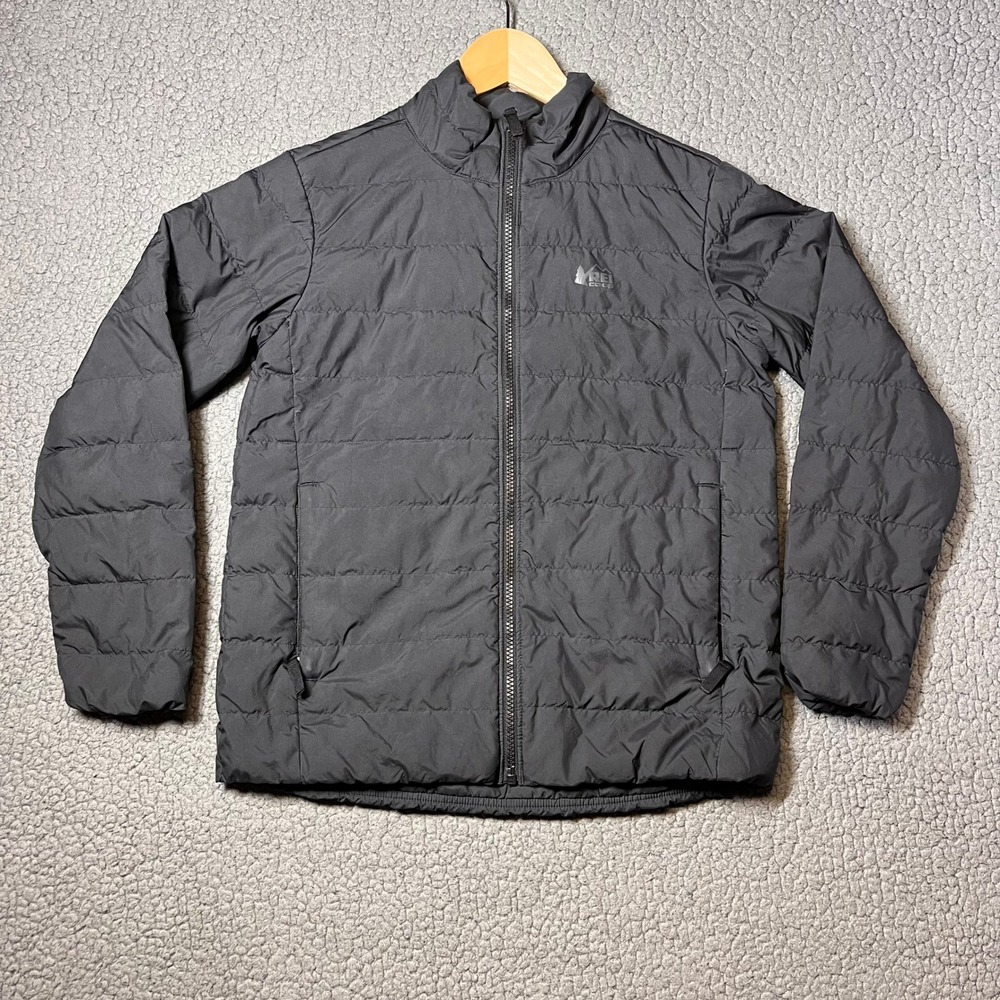 REI Co-op 650 Down Jacket Puffer Black Full Zip Boys Large L